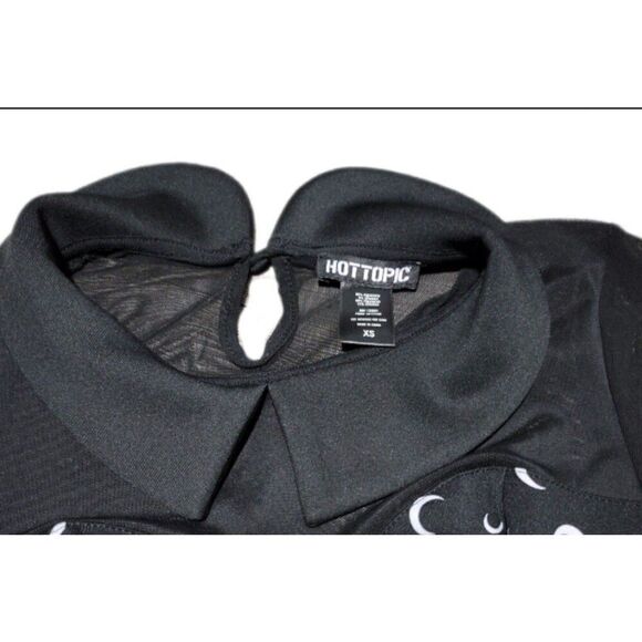 Y2K Goth Hot Topic Crescent Moon Collared Mesh Panel Skater DressXS *READ* - Picture 5 of 7